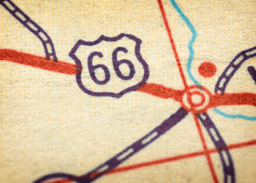 Route 66 Begin Sign map